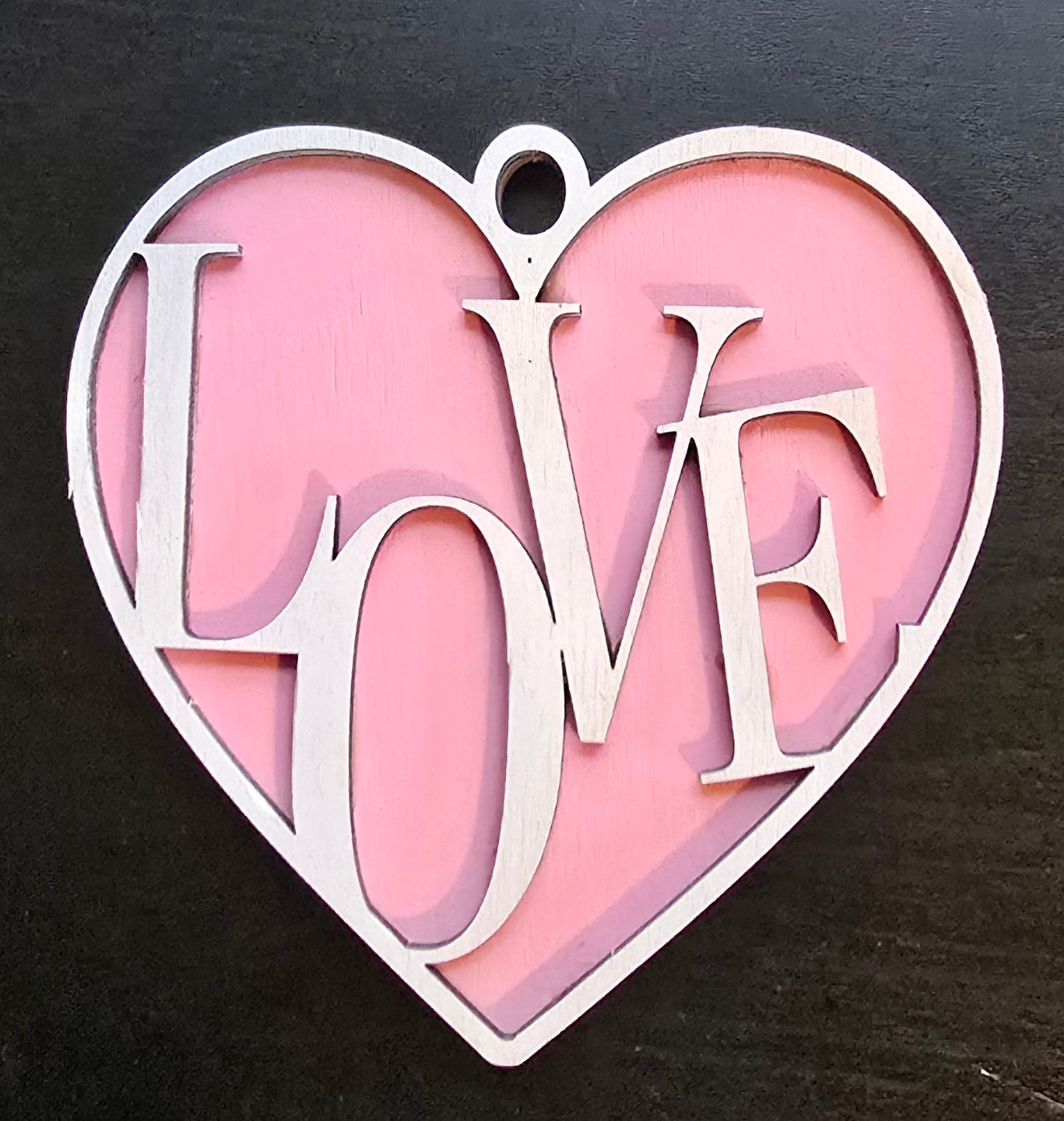 Love Heart White on Pink