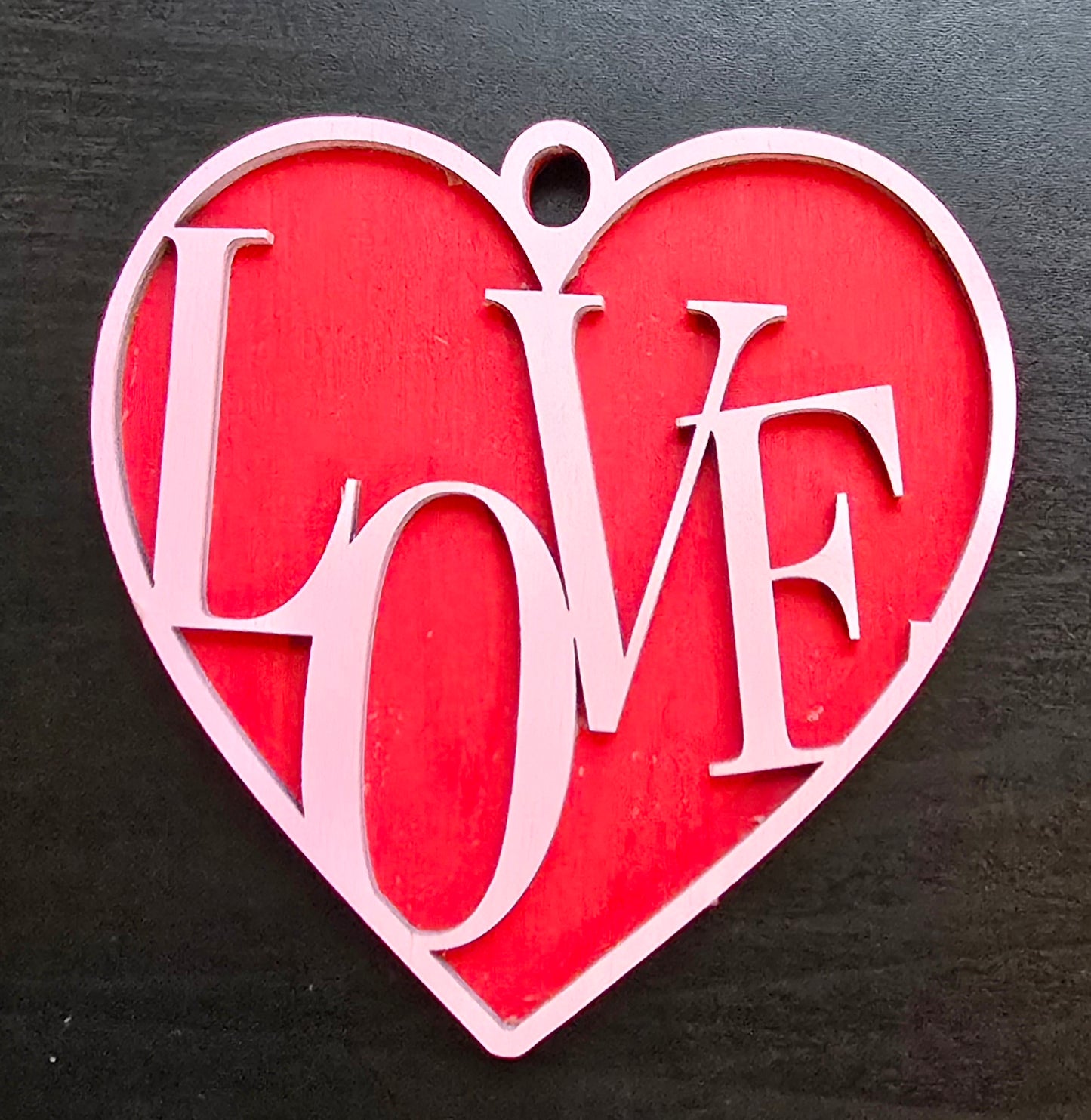 Love Heart Pink on Red