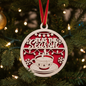 Decorative Christmas ornament with 'Teas the Season' text on a Christmas tree.