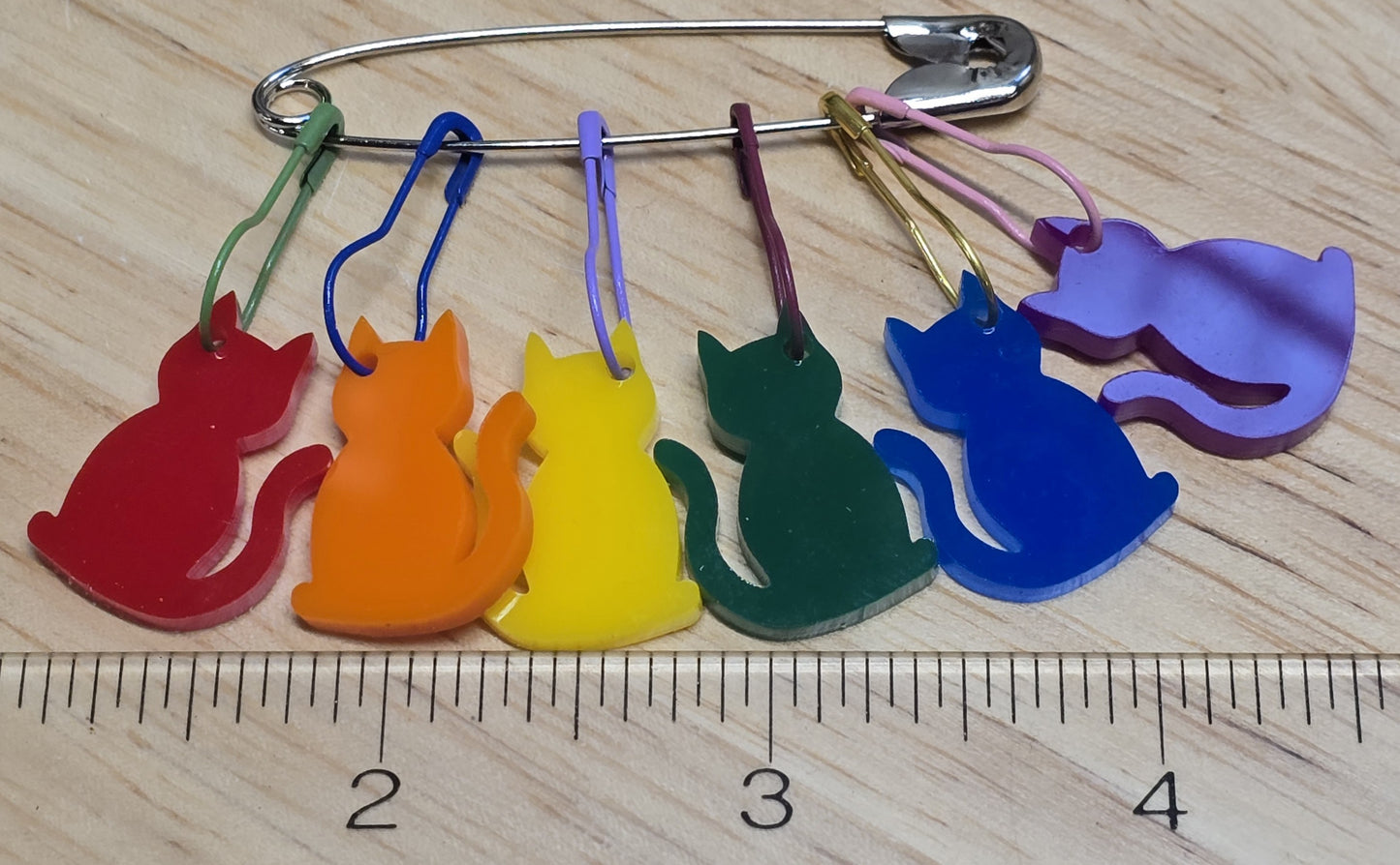 Acrylic Pride Cat Stitch Markers