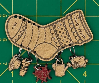 Laser cut sock week garden marker set.